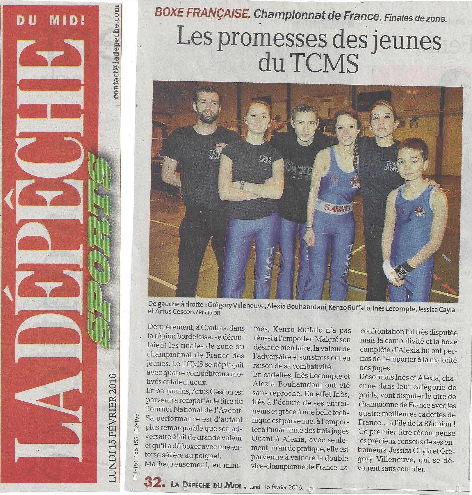 Les jeunes du TCMS dans la Dépêche du Midi!