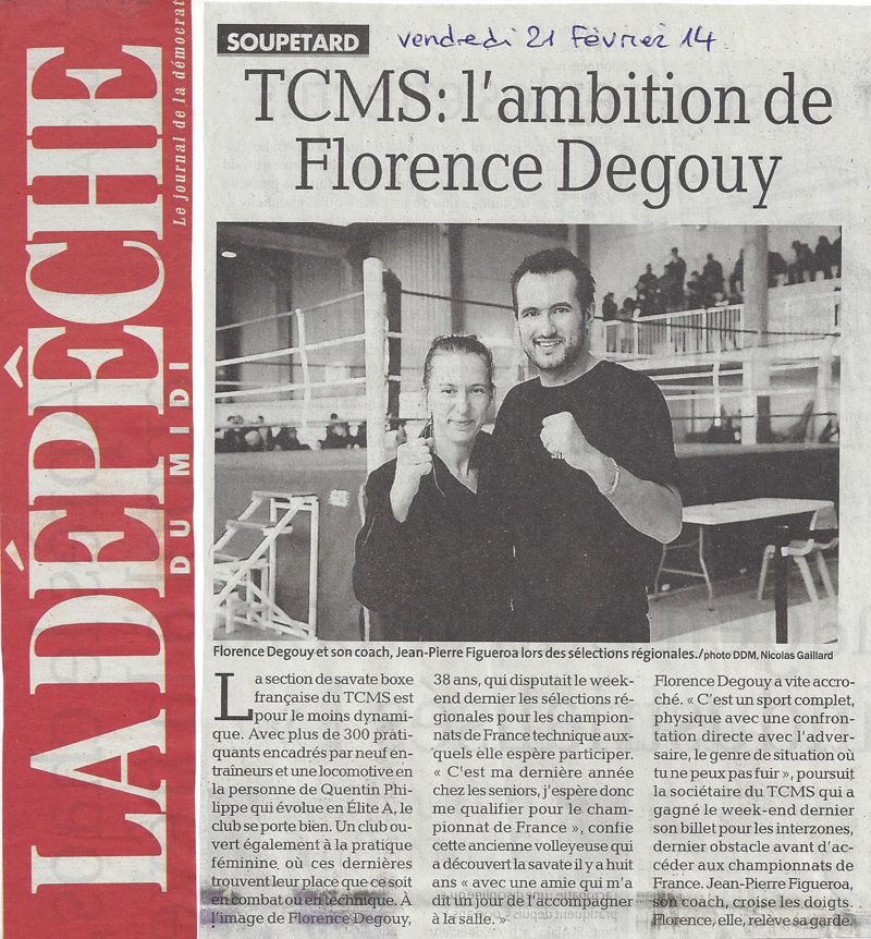 Florence la boxeuse et Jean Pierre l’entraîneur sur le journal...